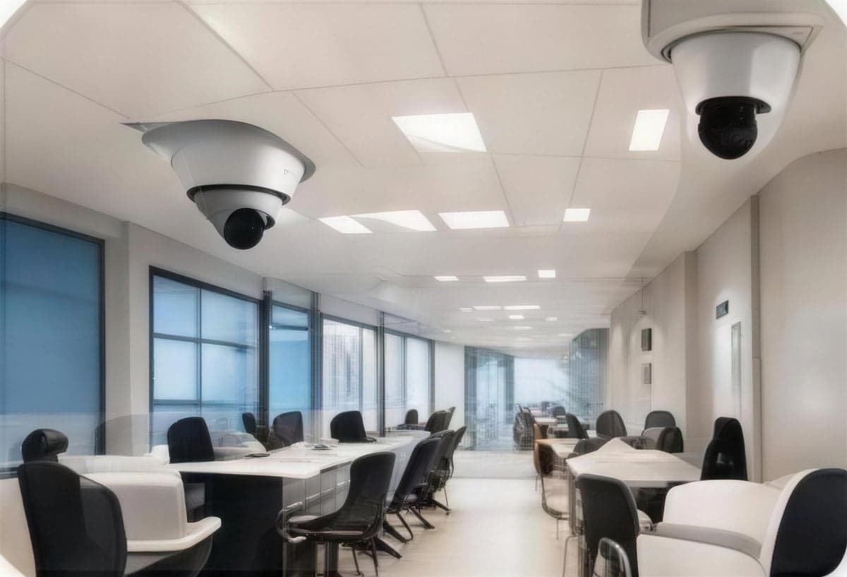 Office floor, ceiling dome cameras